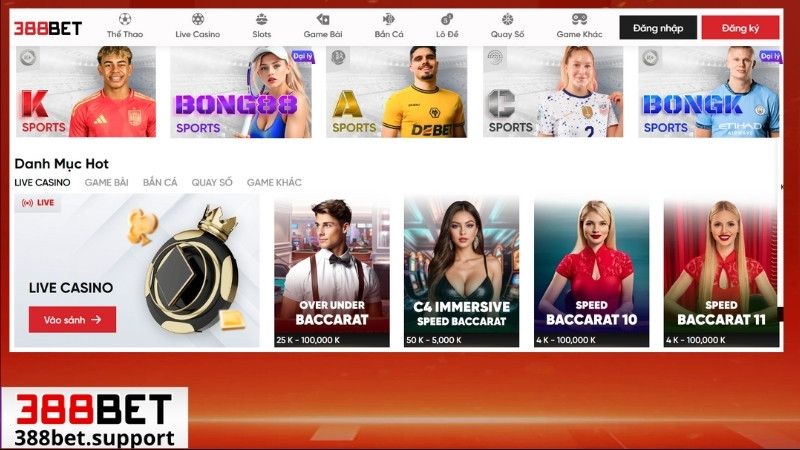Các sảnh cược siêu hot tại 388bet