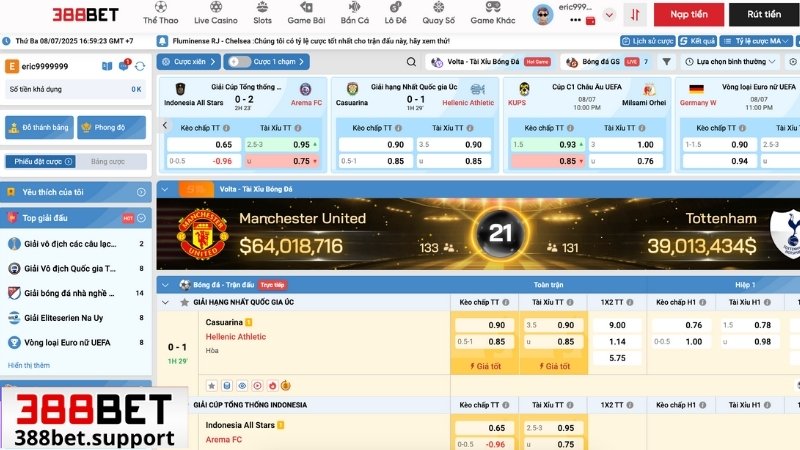 Giao diện sảnh K Sports