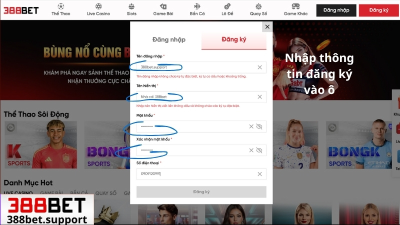 Hướng dẫn đăng ký 388bet