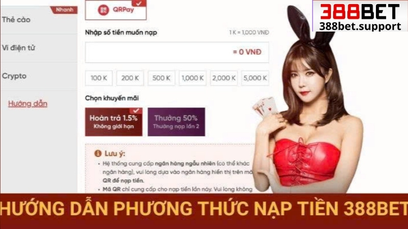 Hướng dẫn nạp tiền 388bet