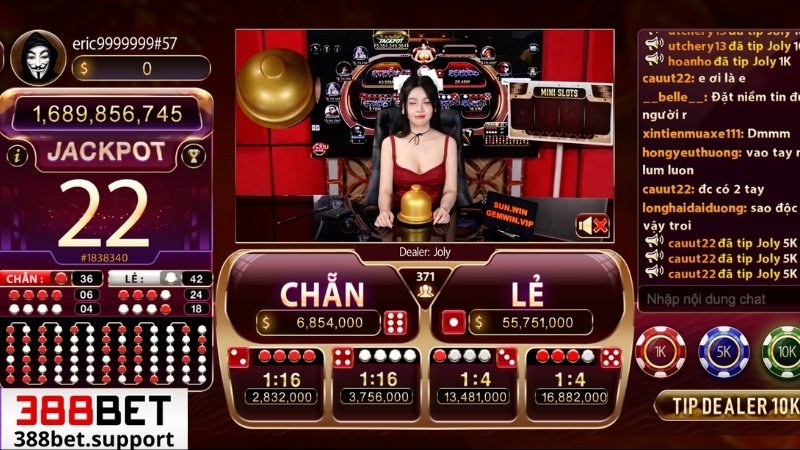 Trò chơi xóc đĩa tại sảnh live casino 388bet