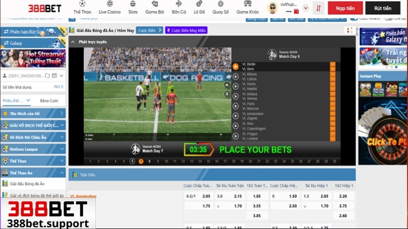 Các thể loại cá cược thể thao 388bet