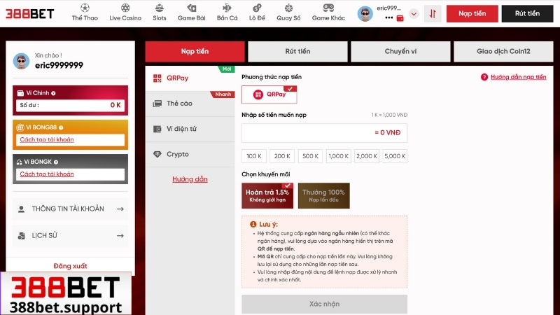 Đăng nhập 388bet thành công